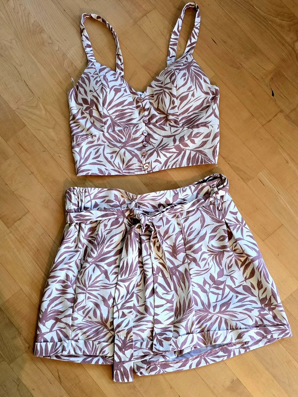 Haute Monde Tropical Palm 2-Piece Set Top S Bottoms L